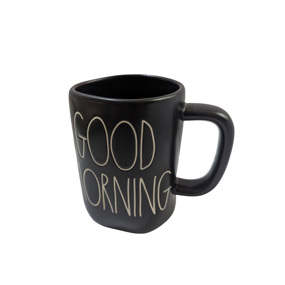 Rae Dunn Good Morning Mug Matte Black Ceramic Artisan Collection by Magenta